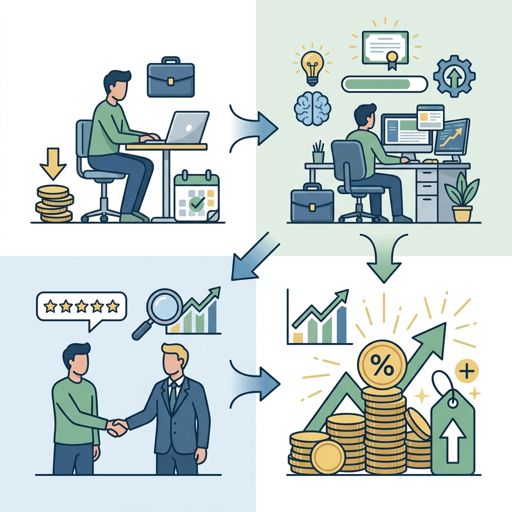 Infographie augmenter ses tarifs freelance