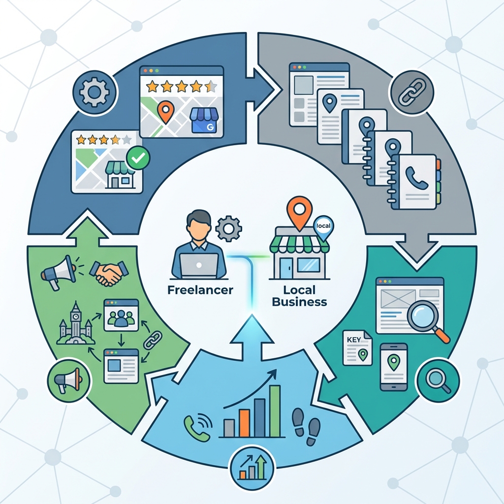 Infographie référencement local freelance