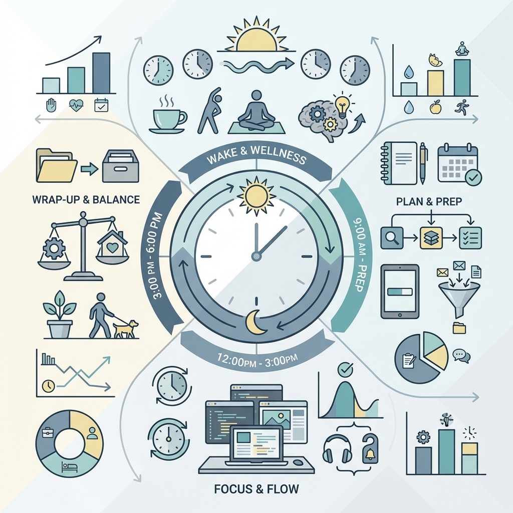 Infographie routine matin freelance