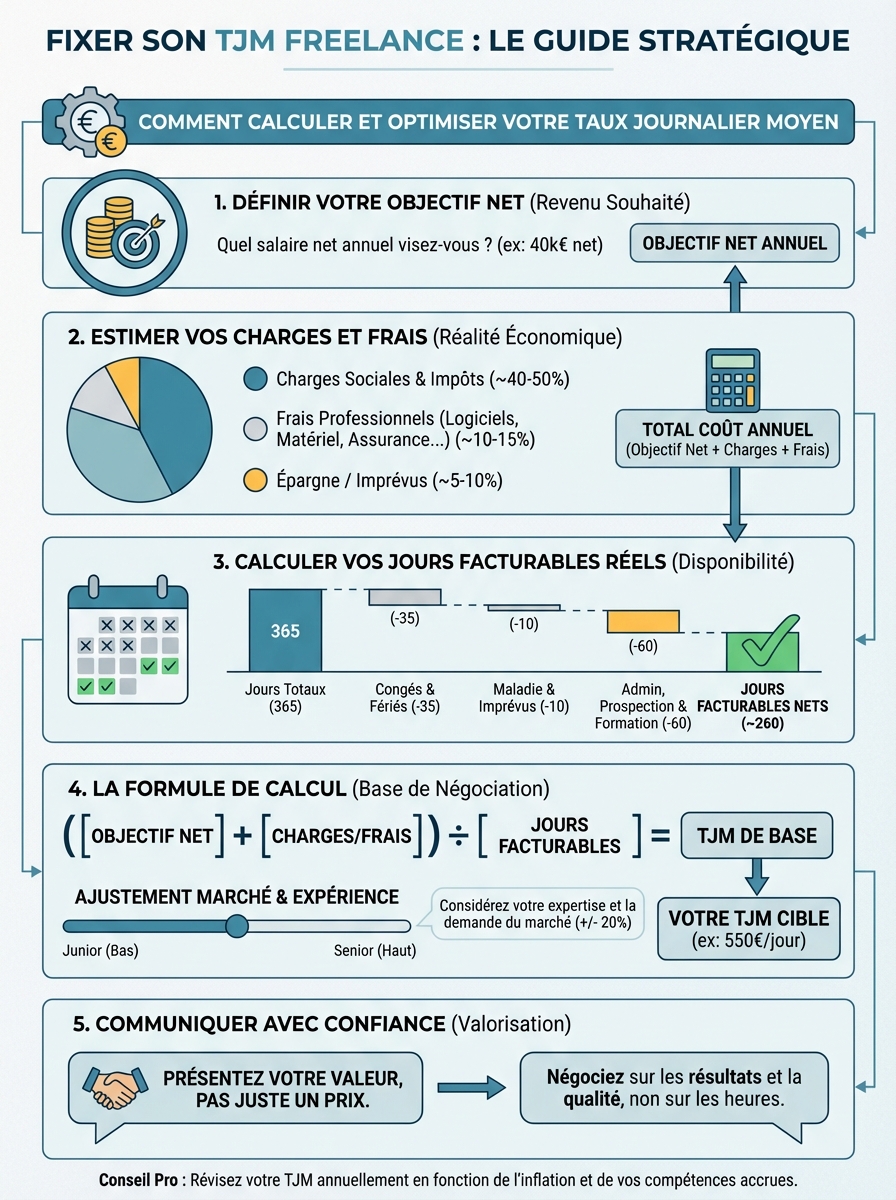 Infographie fixer son TJM freelance
