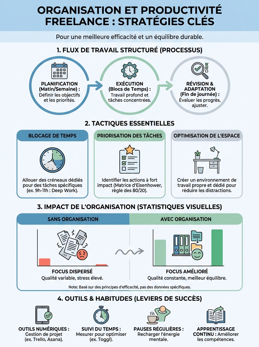 Infographie organisation et productivité freelance