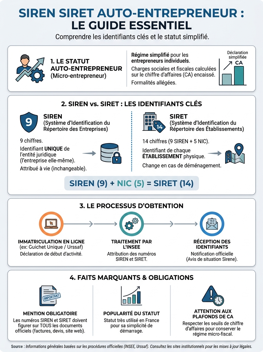 Infographie siren siret auto-entrepreneur
